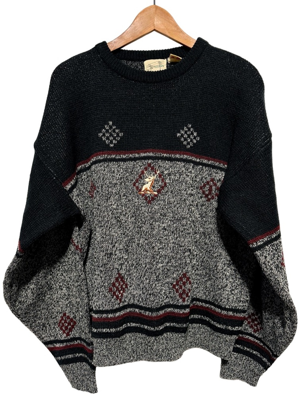 Telegraph Deer Knit Sweater Mens XL Grandpa Cabincore Lodge